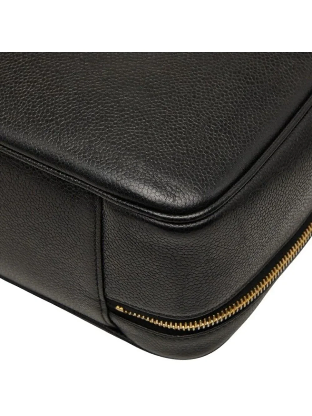 Chanel CC Logo Vanity 2-Way Shoulder Bag Black Caviar Leather